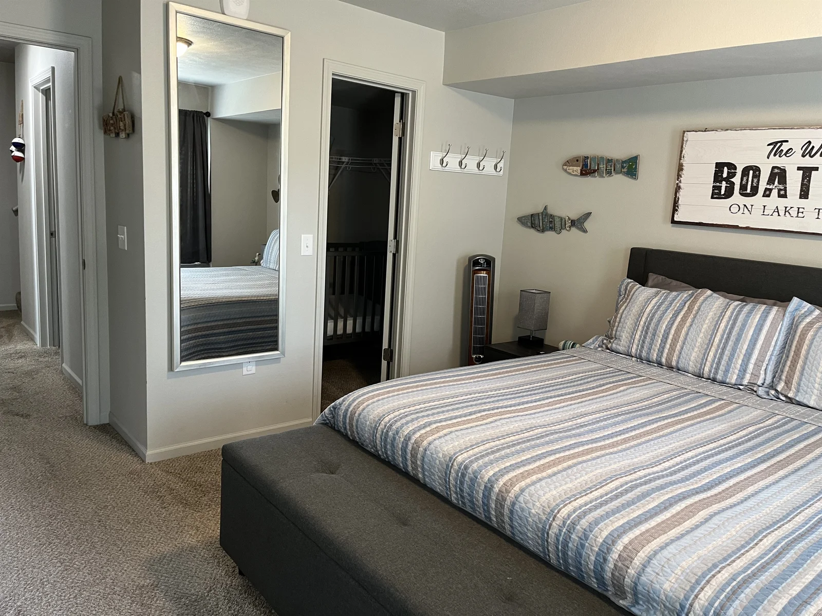 full size mirror in master bedroom