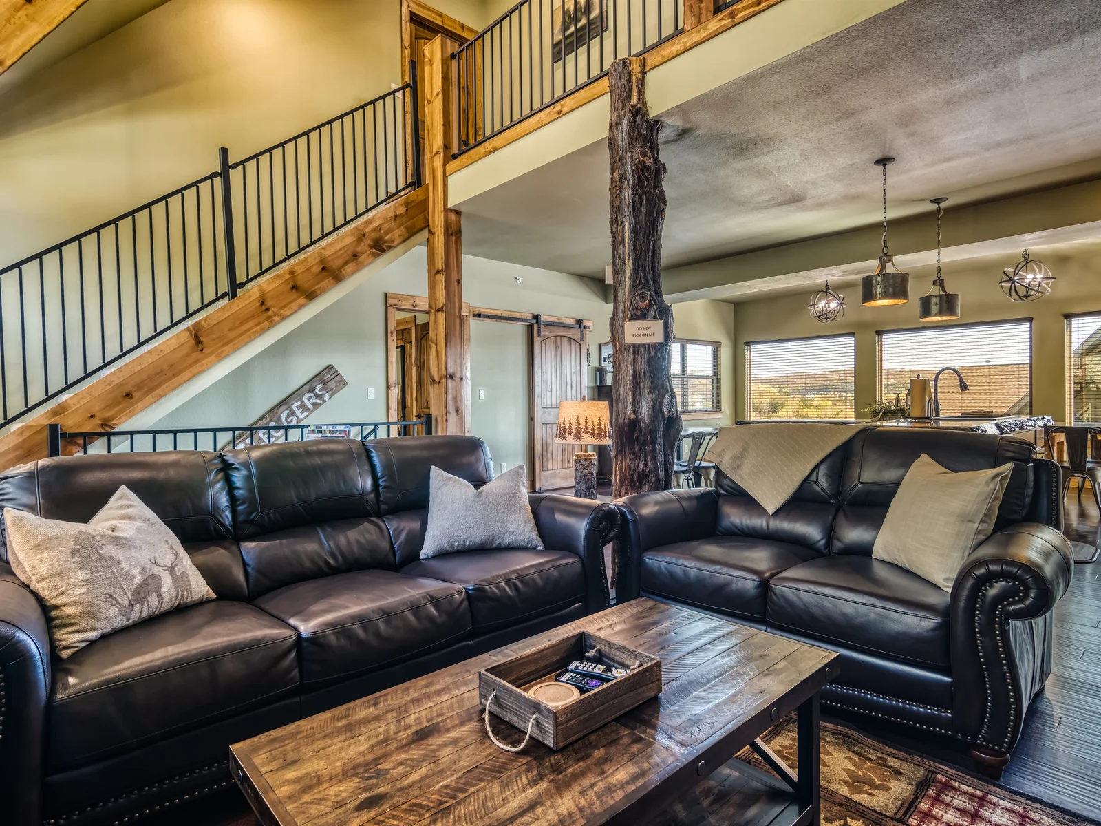 Leather furniture in the main living space