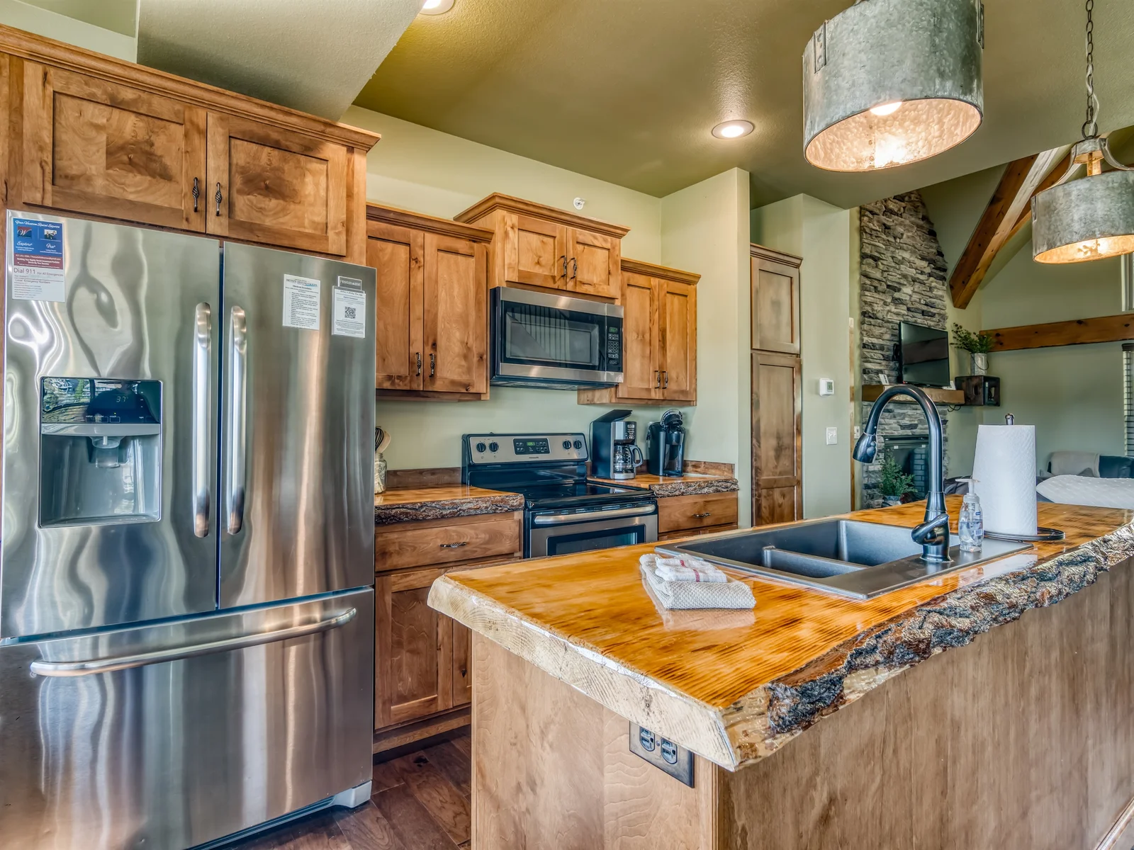 The kitchen is fully stocked with everything you will need to make a meal!