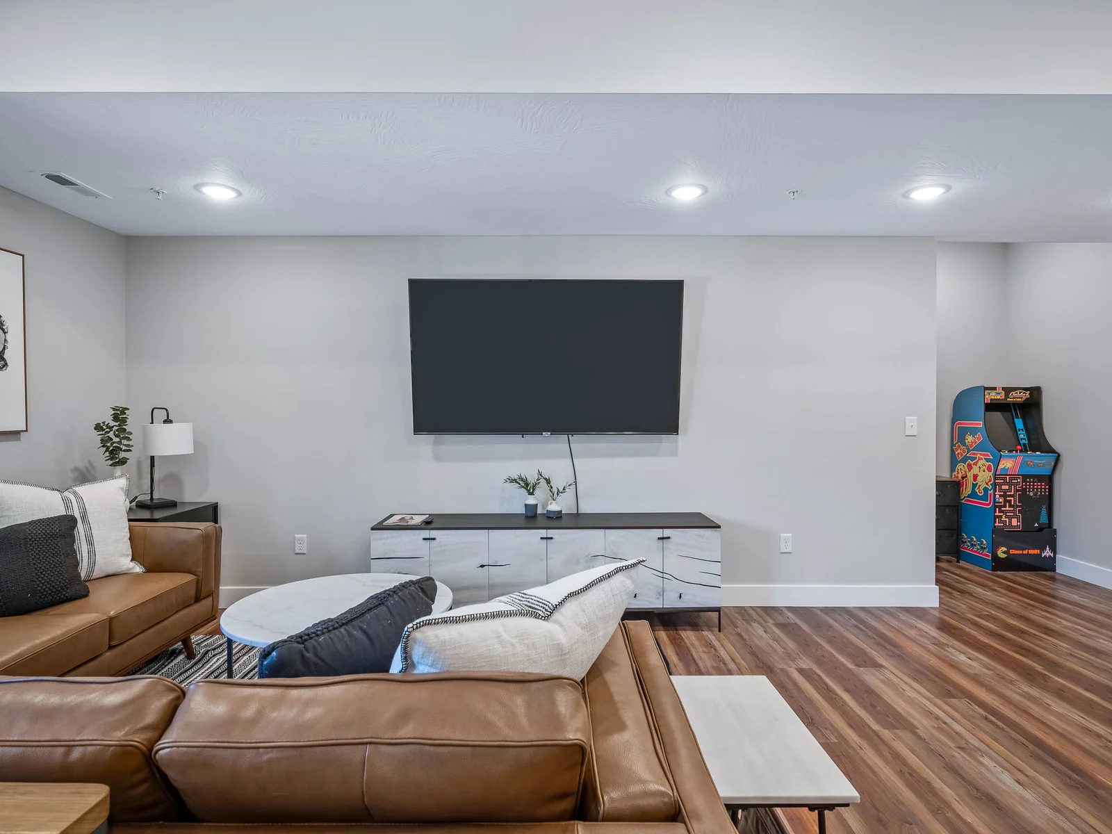 Lower living space with large TV