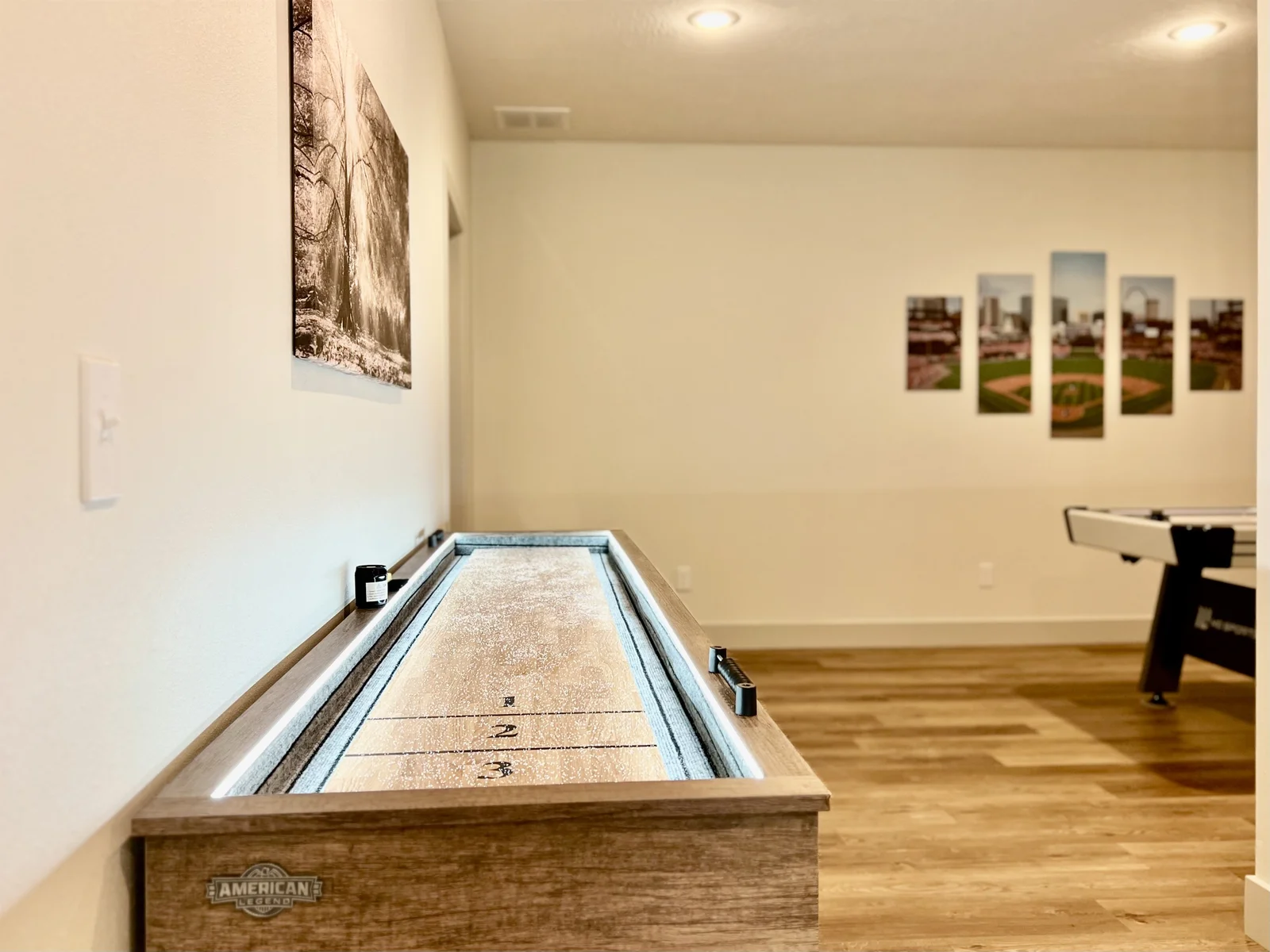 Shuffle board table all lit up!