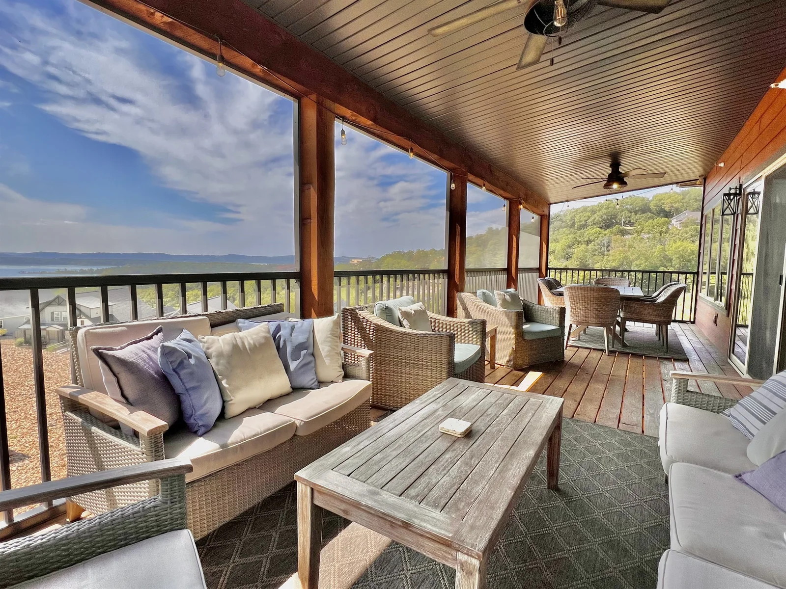 Plenty of seating on the upper back porch!