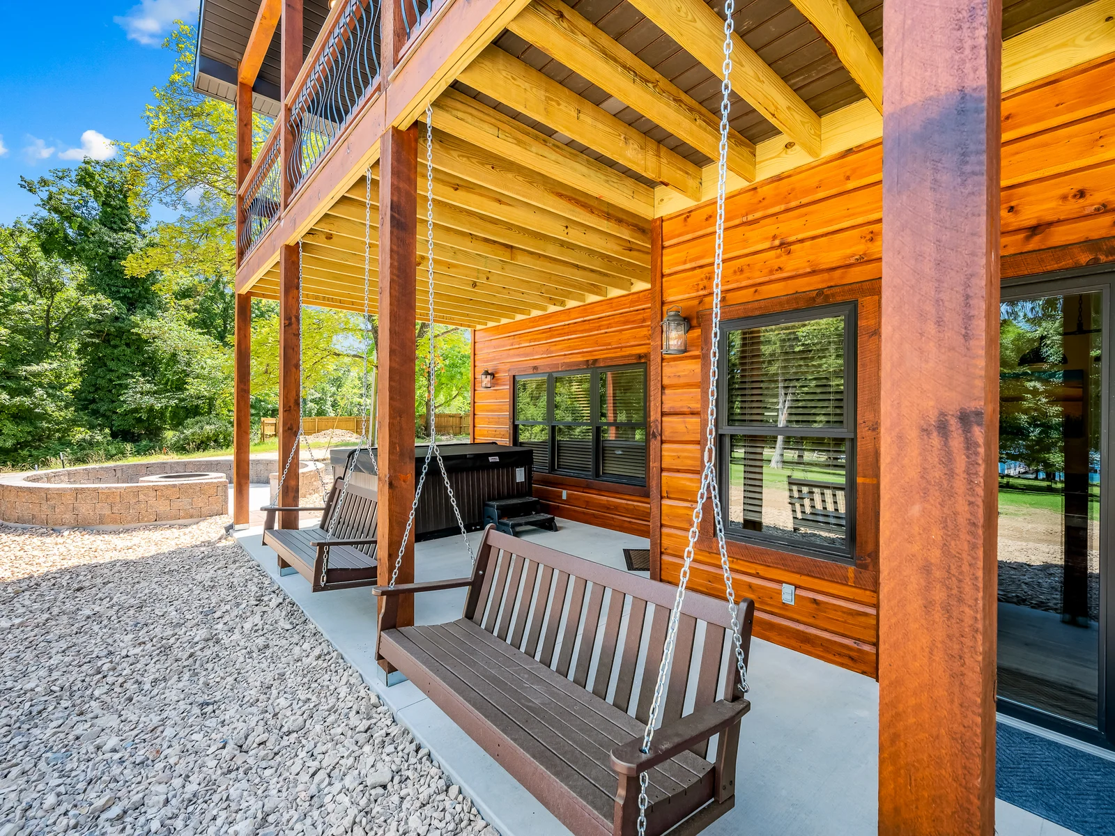 Soak in your private hot tub or swing your worries away!