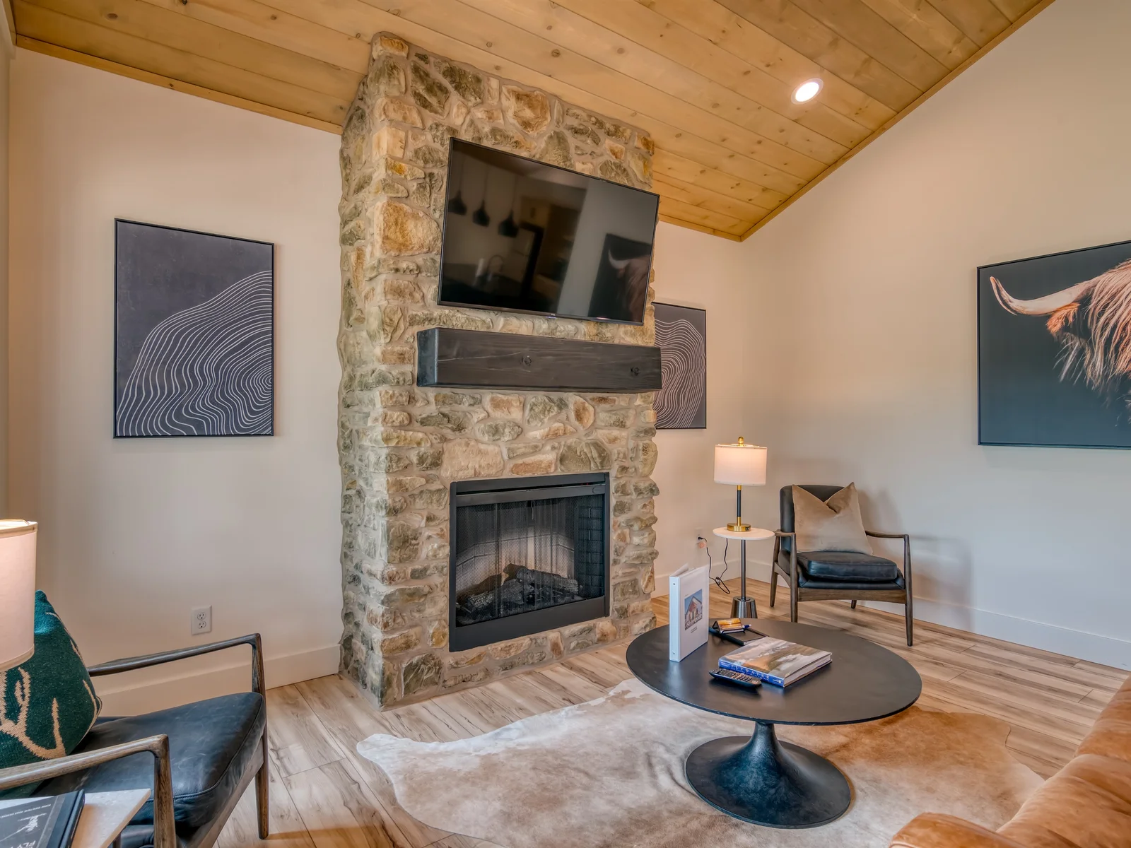 Living space with cozy electric fireplace