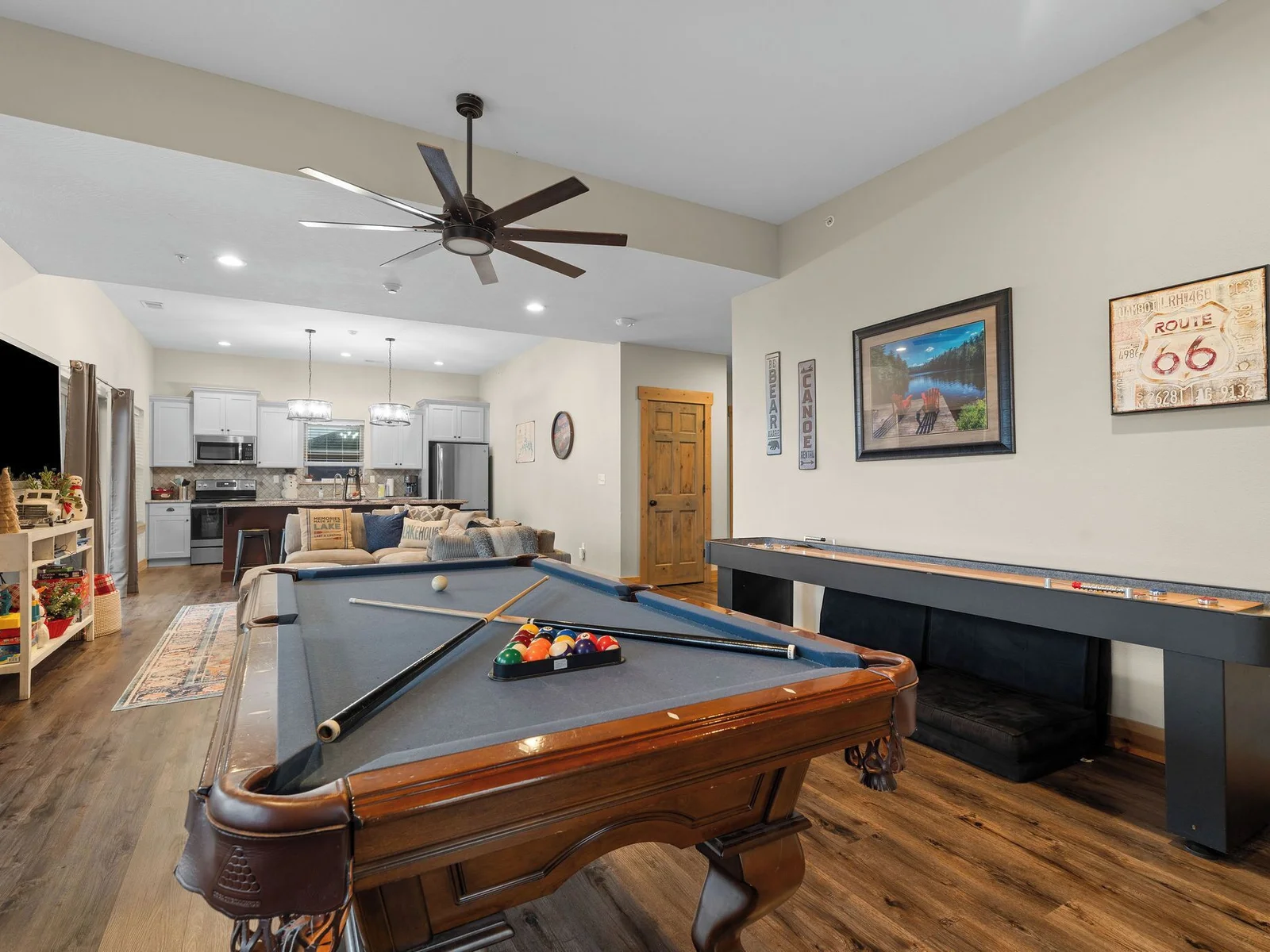 Shuffleboard and pool.