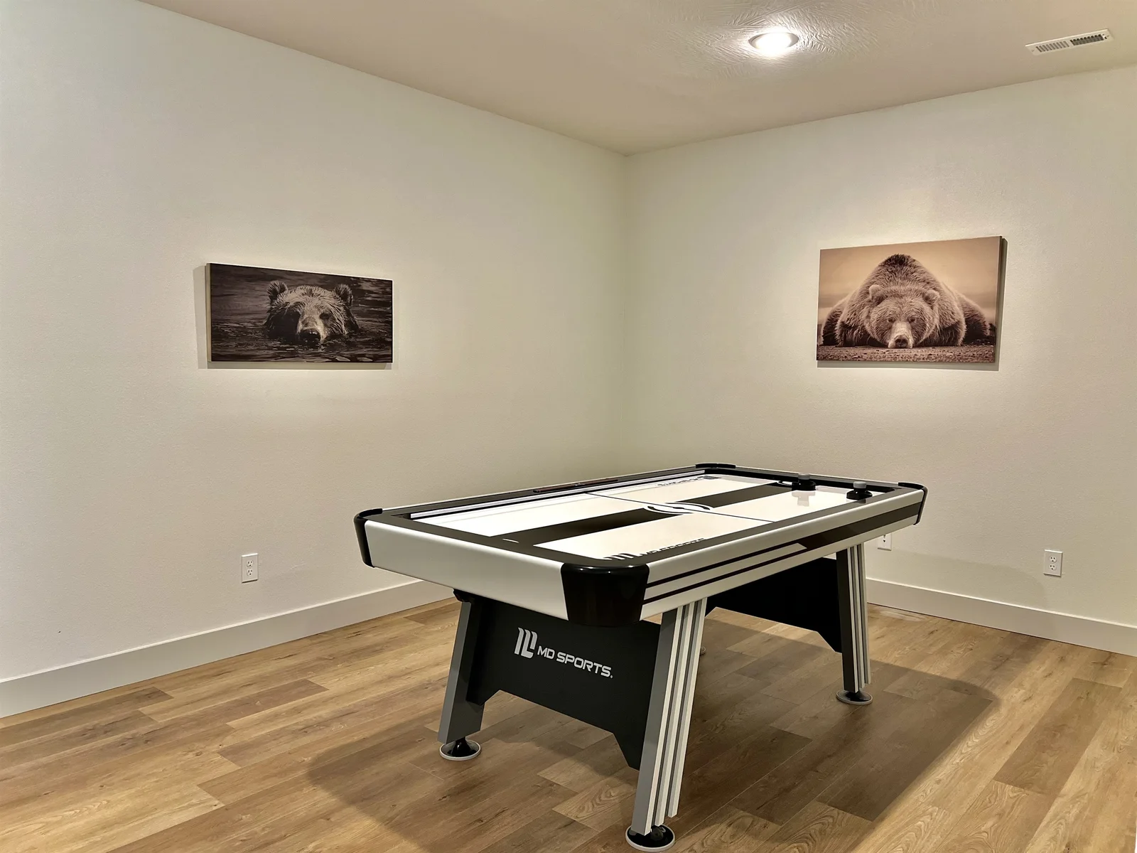 Air Hockey table in the lower game room