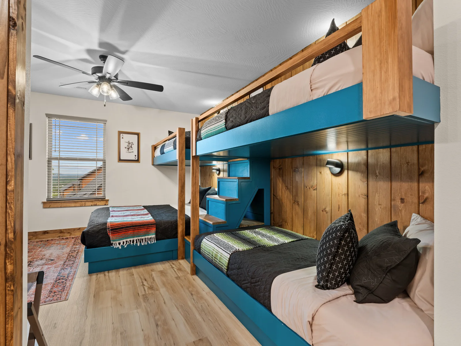 Fun Built-In Bunk Beds with Adjustable Wall Lights
