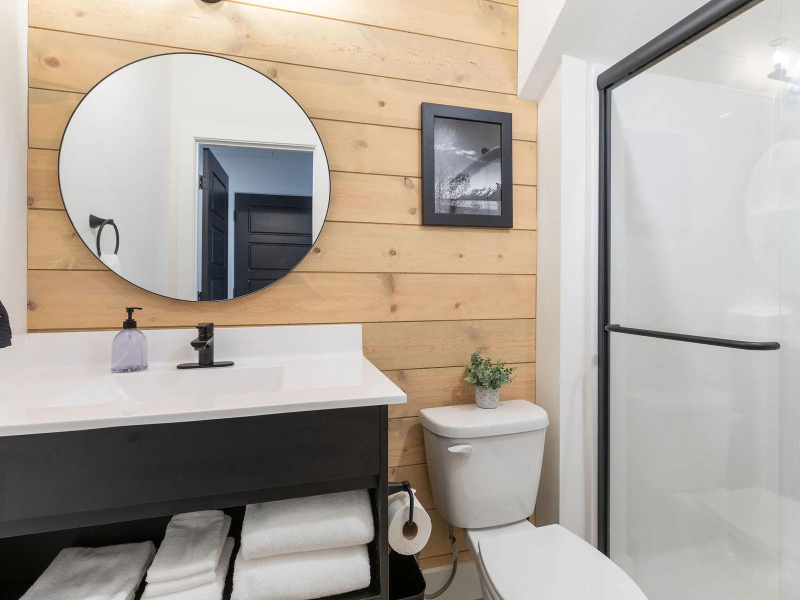 Lower level guest bathroom. Bunk room will use this bathroom