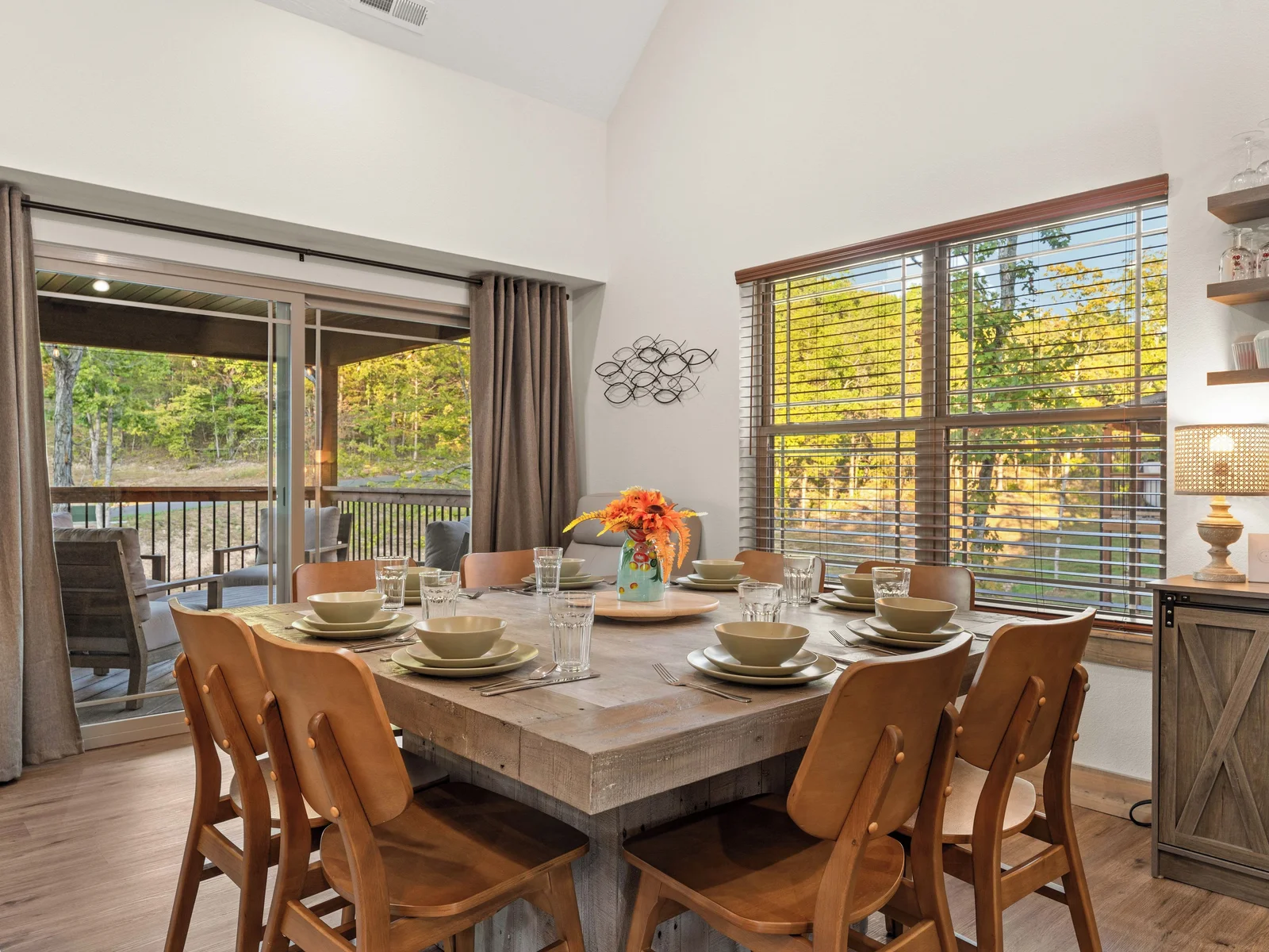 Extra wide dining table with chairs for 8!
