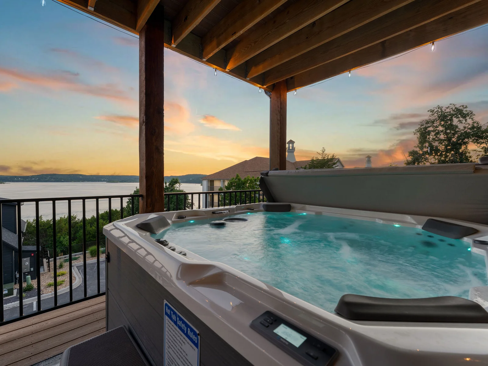 Soak in the hot tub while watching the sunset!