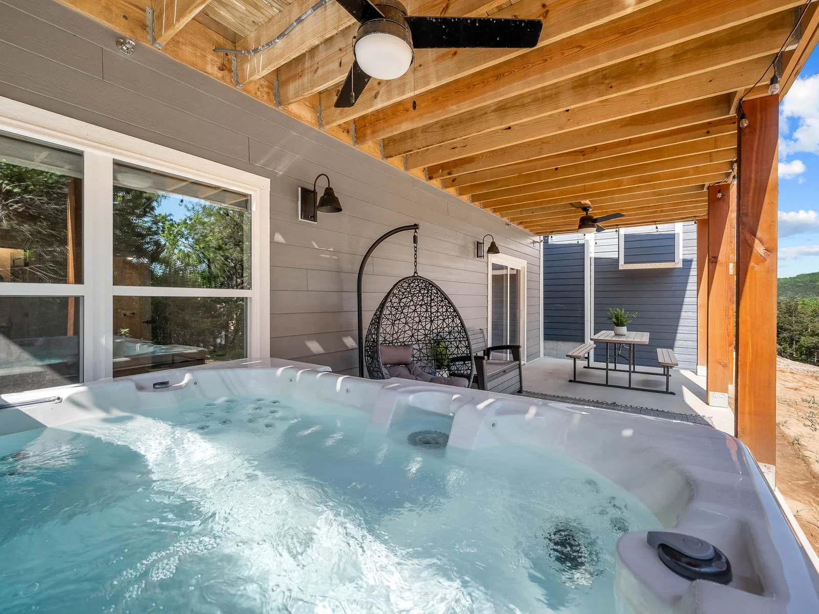 New custom hot tub ready for relaxation!