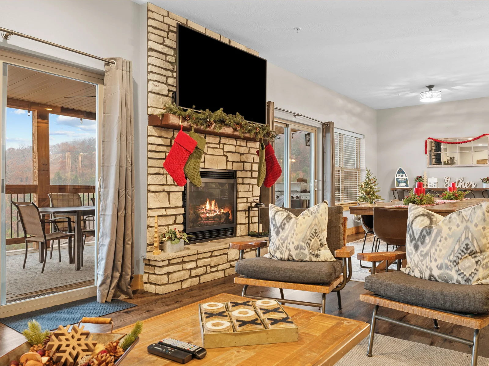Gas fireplace. Flick a switch and enjoy the warmth.