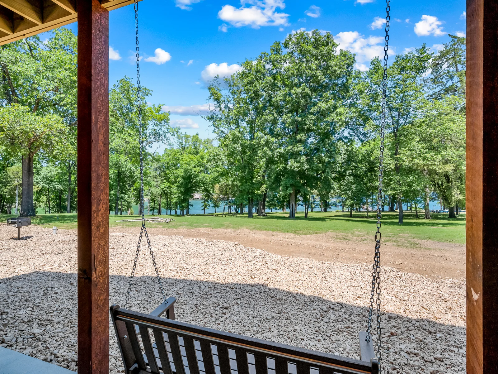 Two cozy porch swings