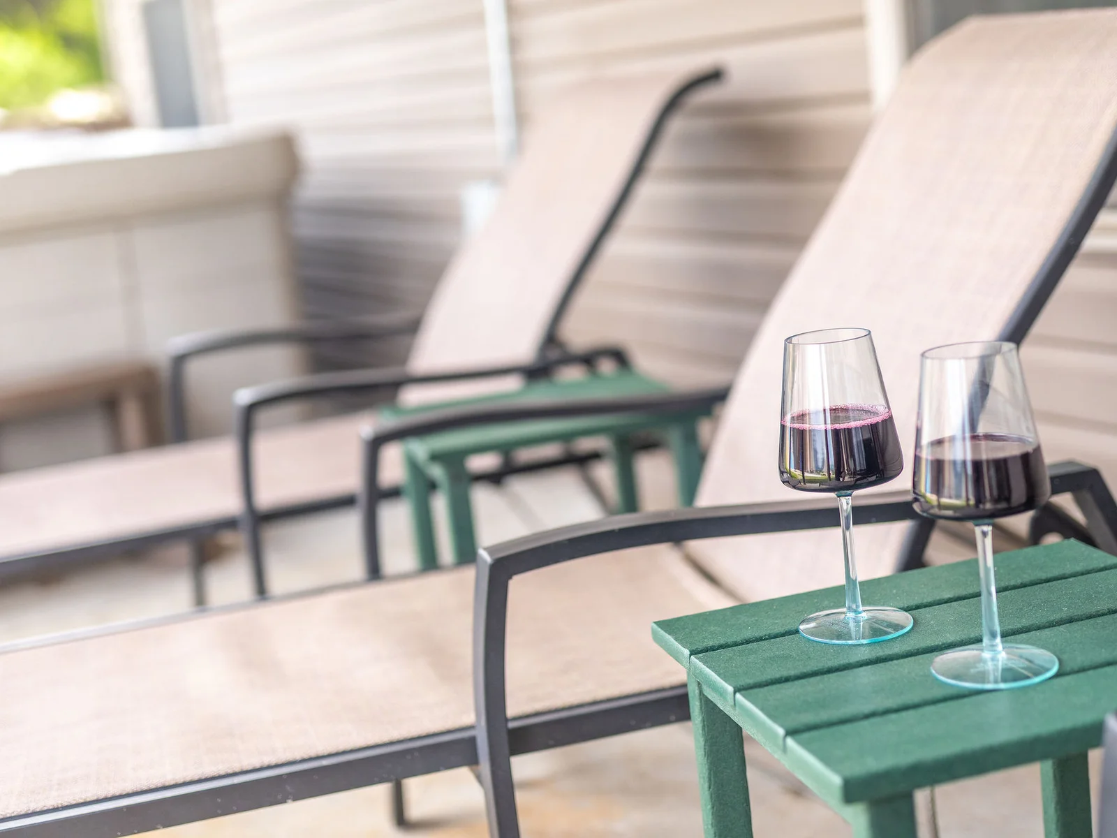 Lounge with a glass of wine on the back deck!