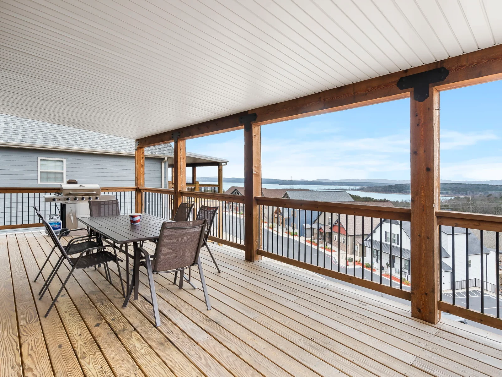 Seating on the main level walk-out deck.