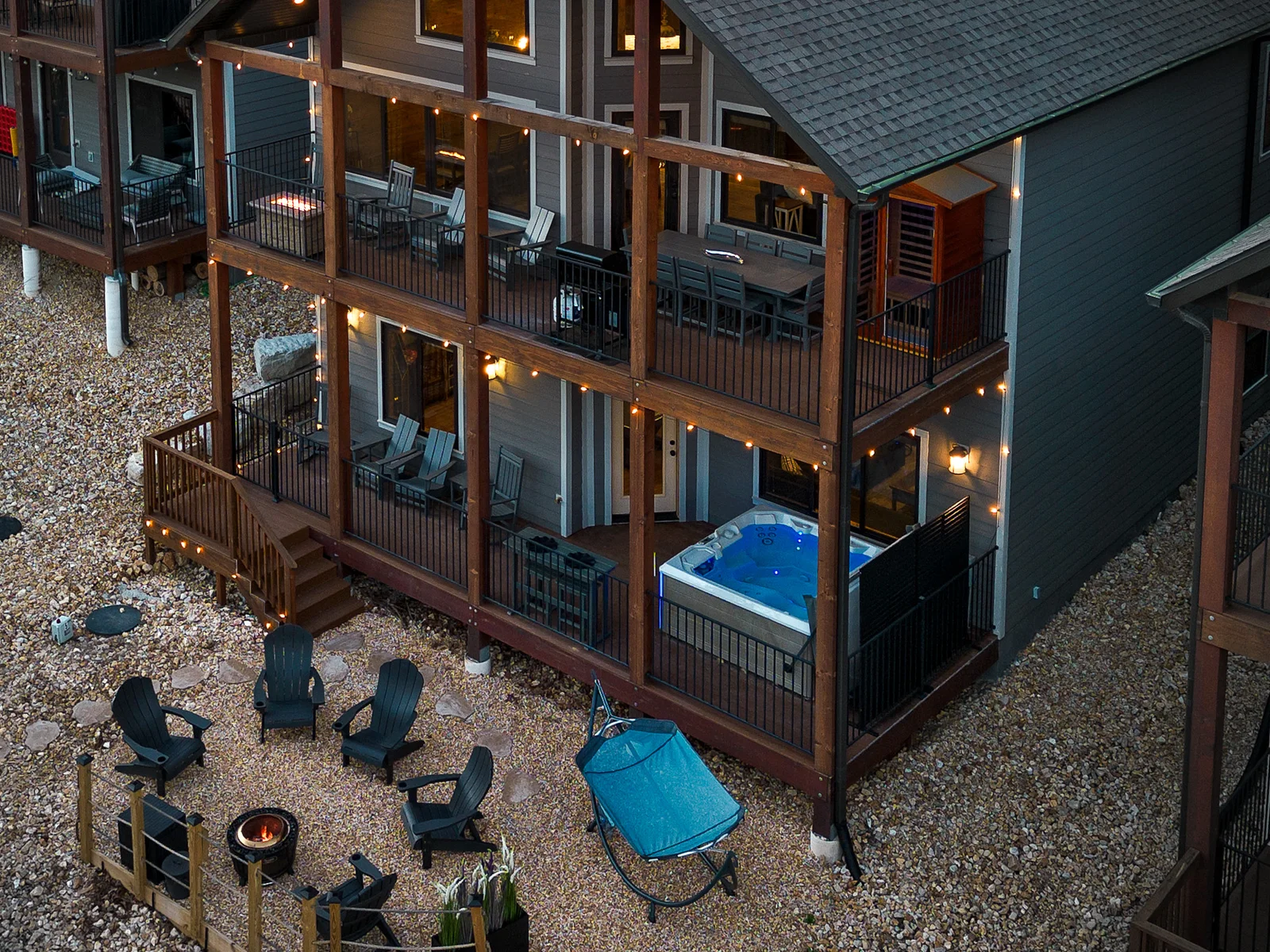 Private firepit off the back deck