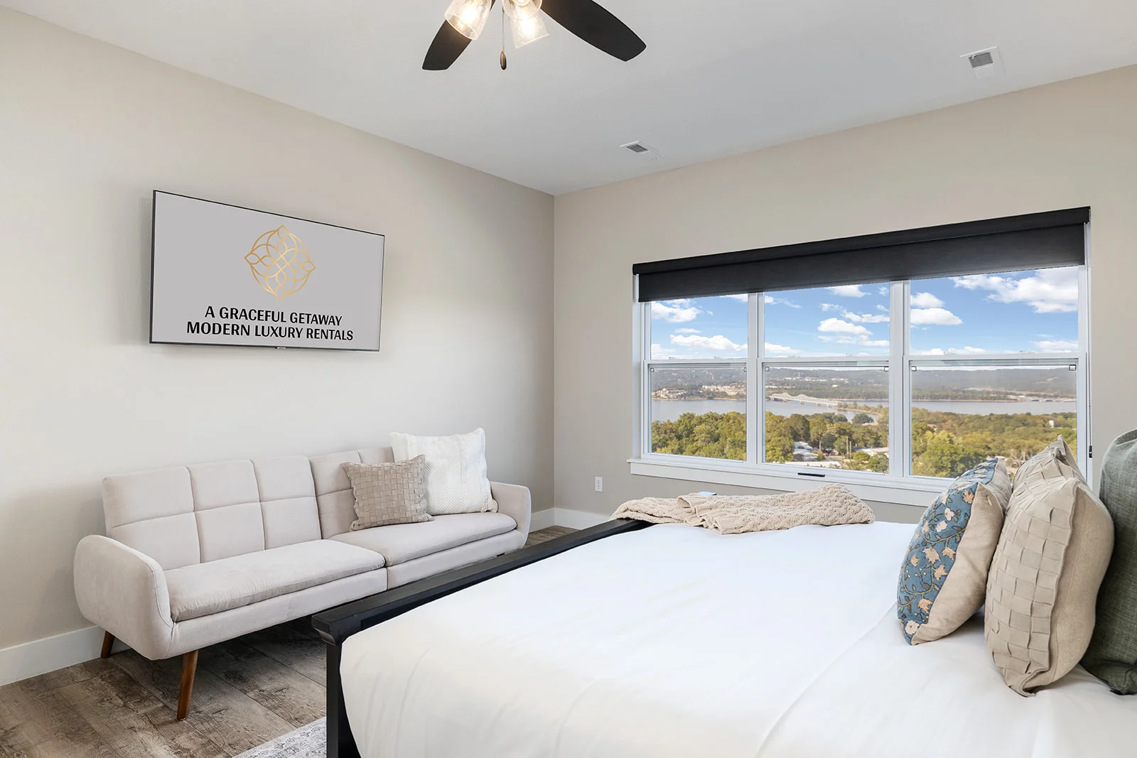 Upper level King with futon