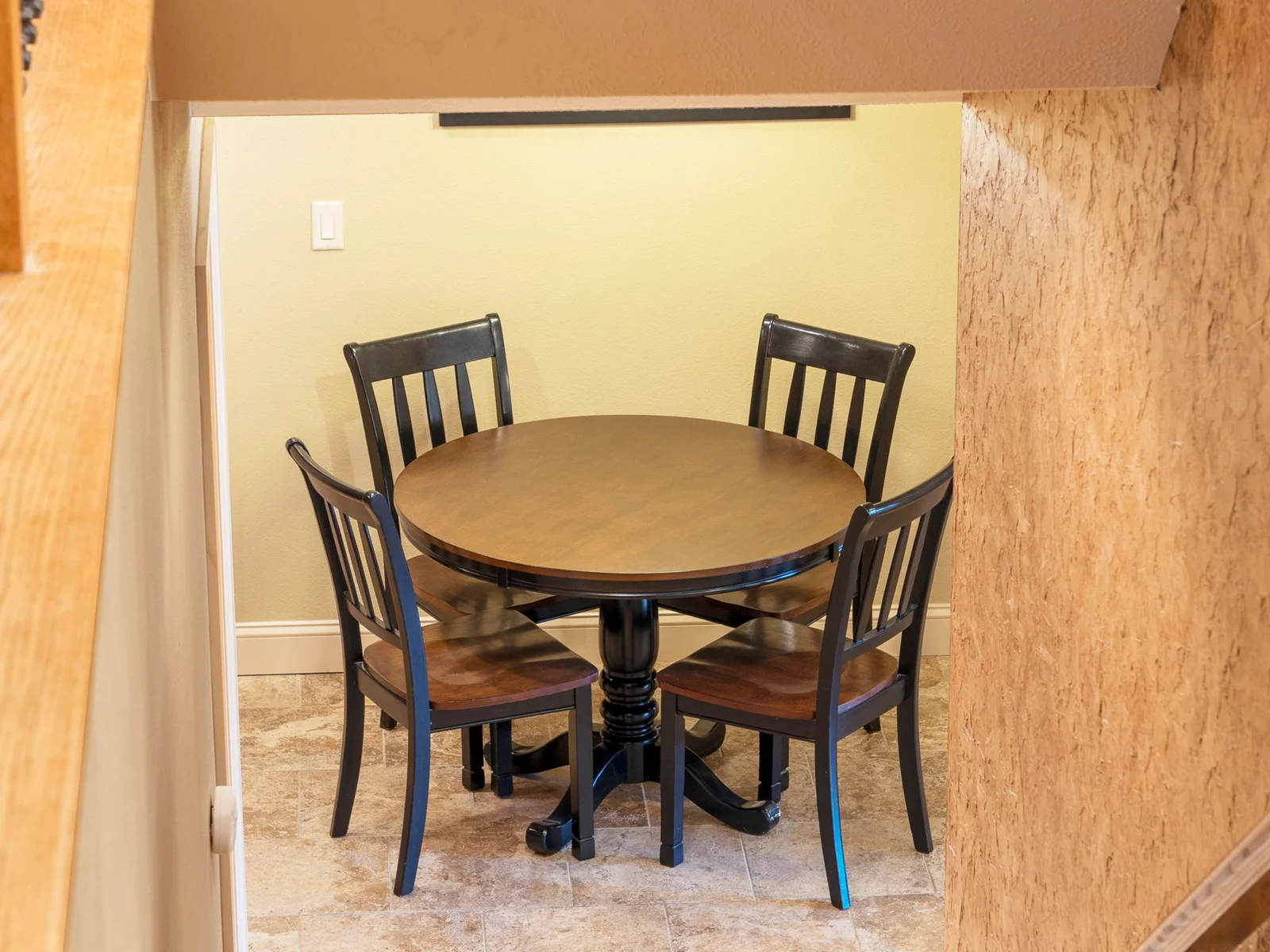 Lower level kitchenette seating