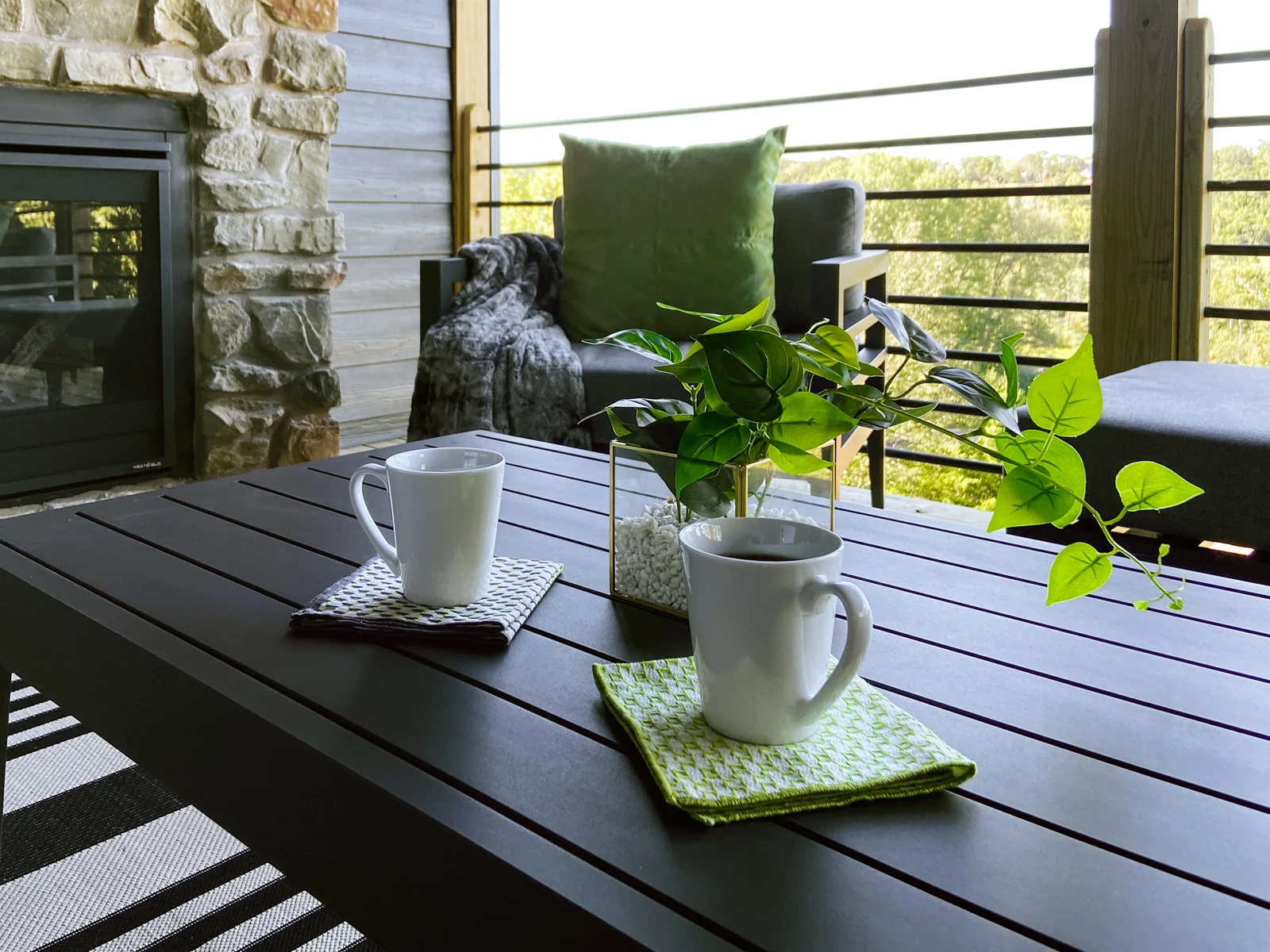 Your coffee will taste so much better on our back deck overlooking the lake