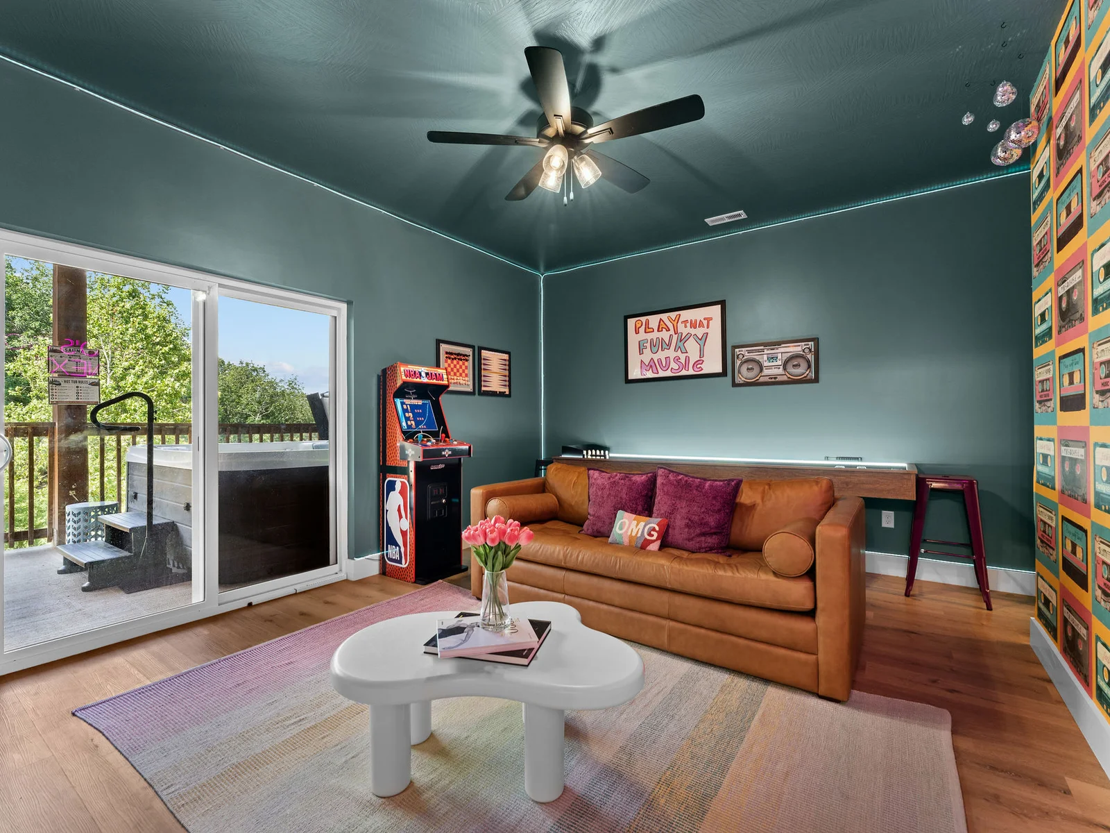 Play all day and crash all night—comfortably sleeps extra guests right in the game room! 🛋️🎮