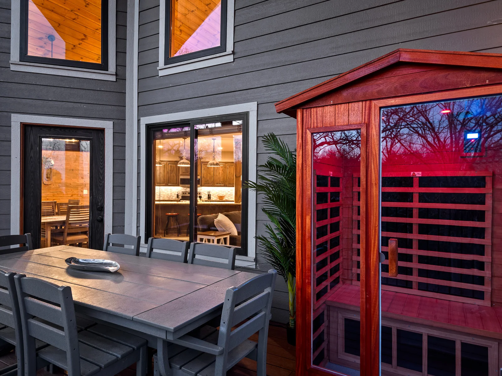 Outdoor sauna on your back deck