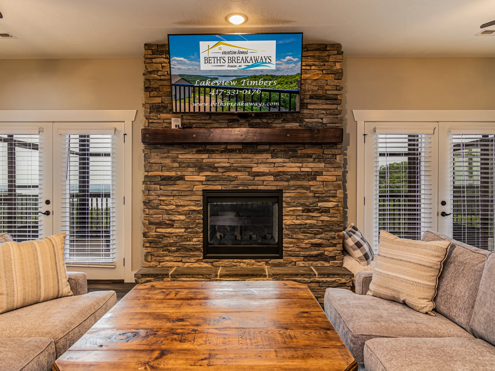 Lower level fireplace