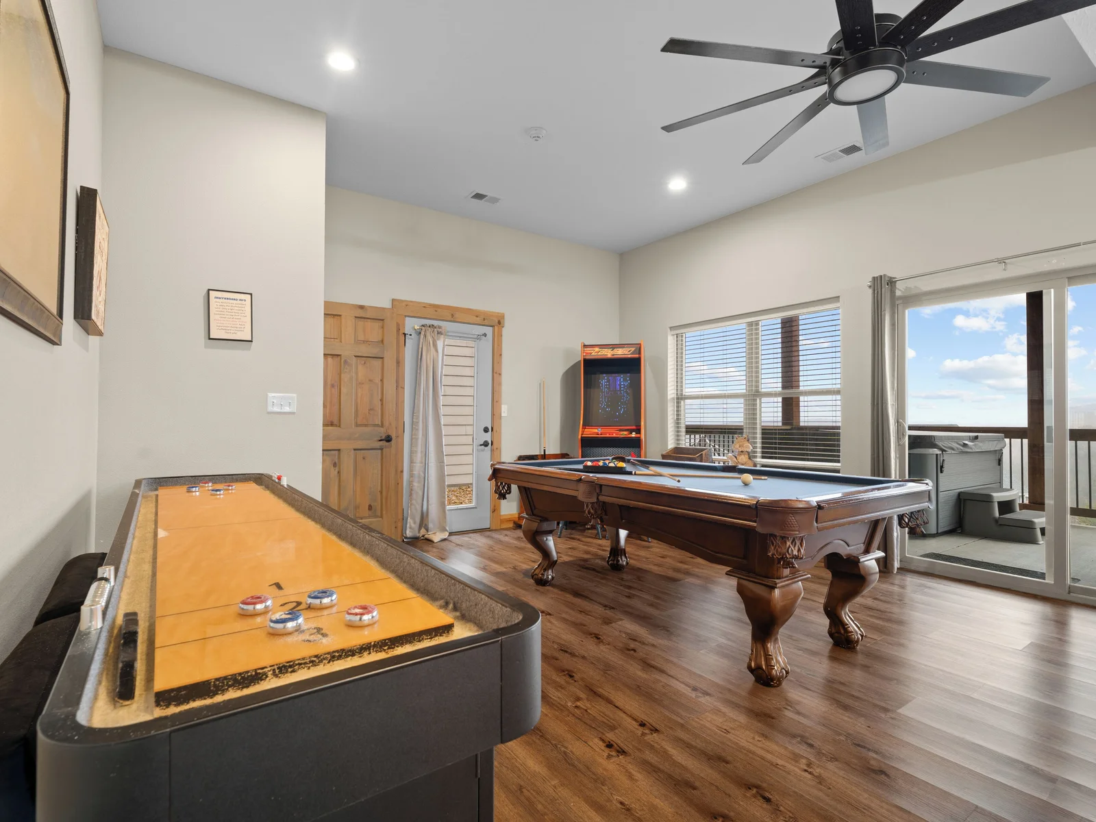Shuffleboard and pool.