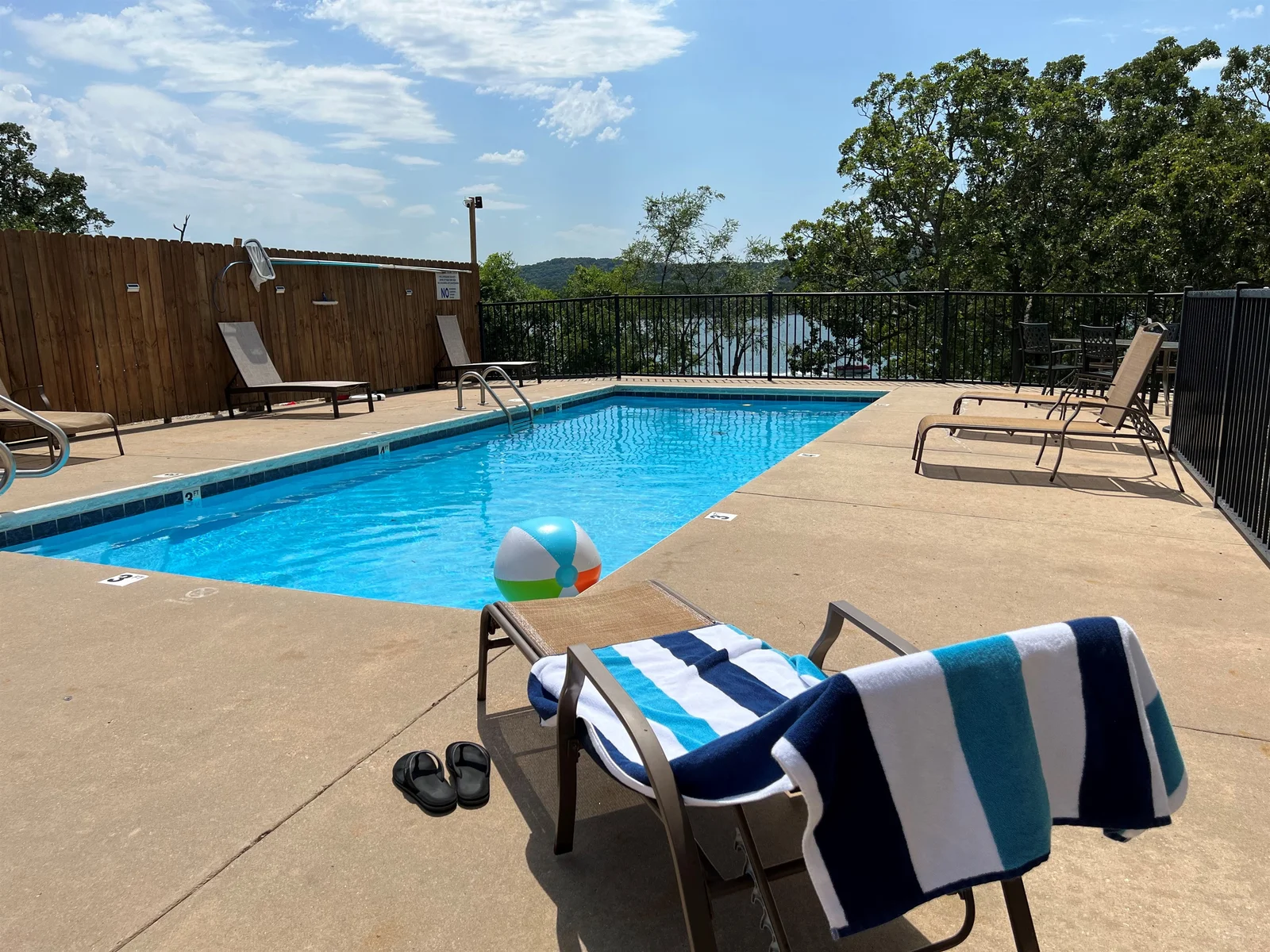 Private pool for complex guests with a lake view
