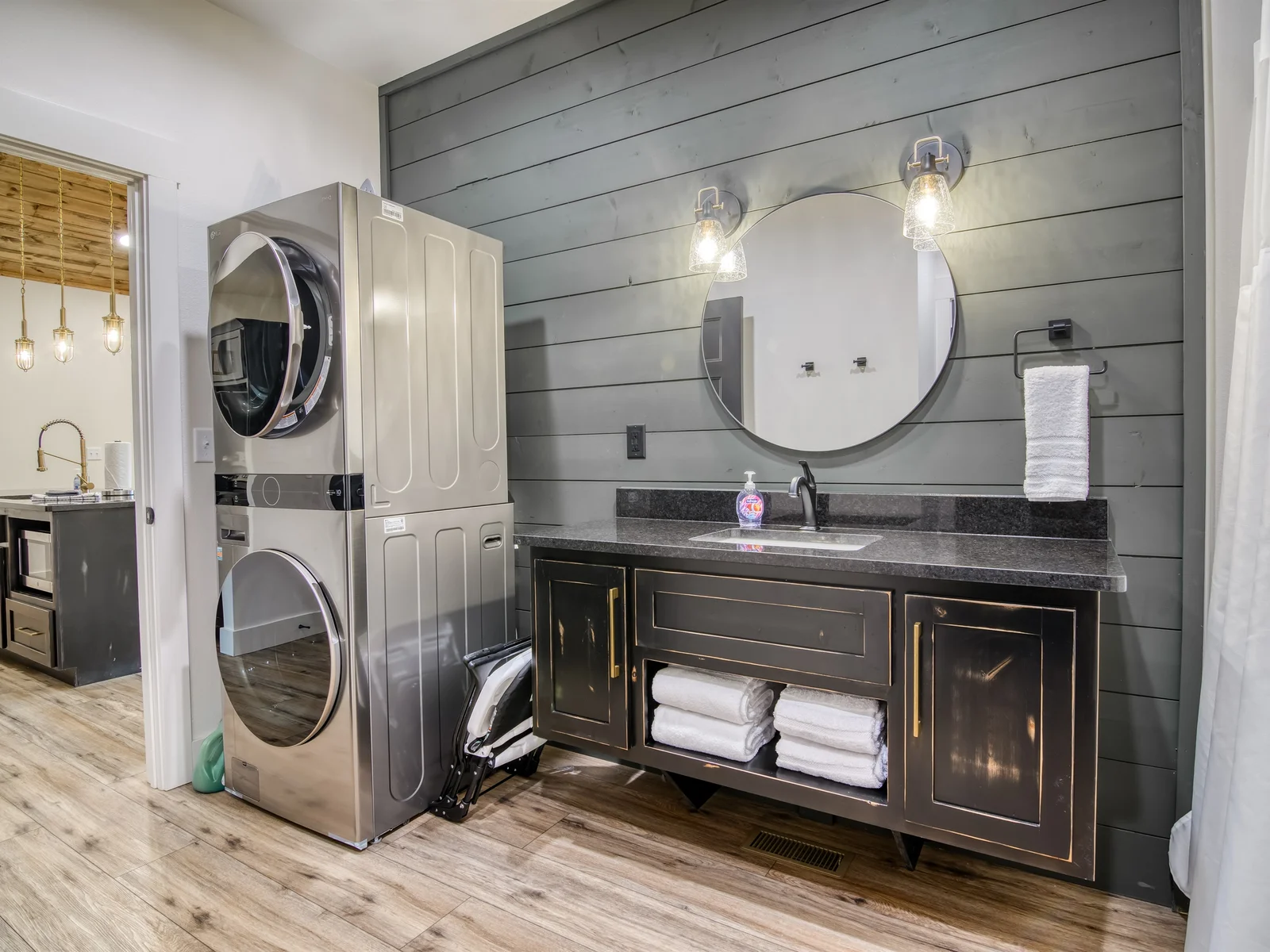Stacked washer and dryer for your use!