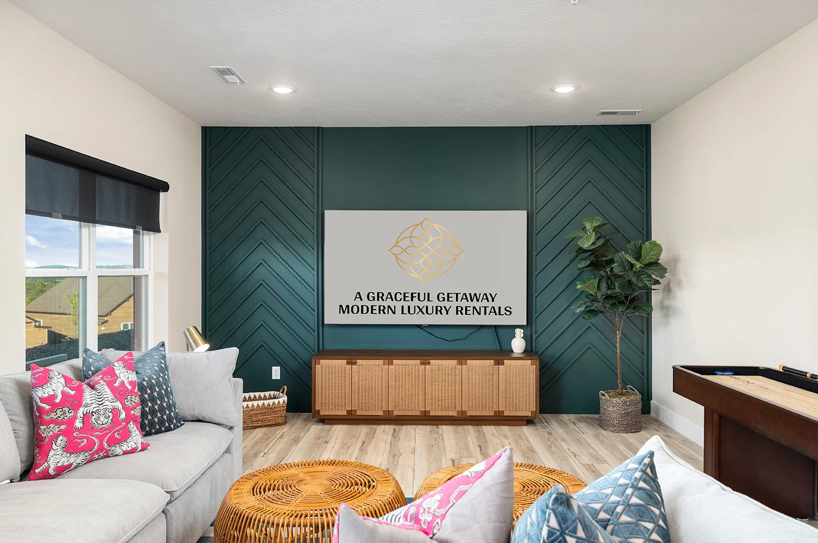 Watch a movie on the big screen after a busy day!