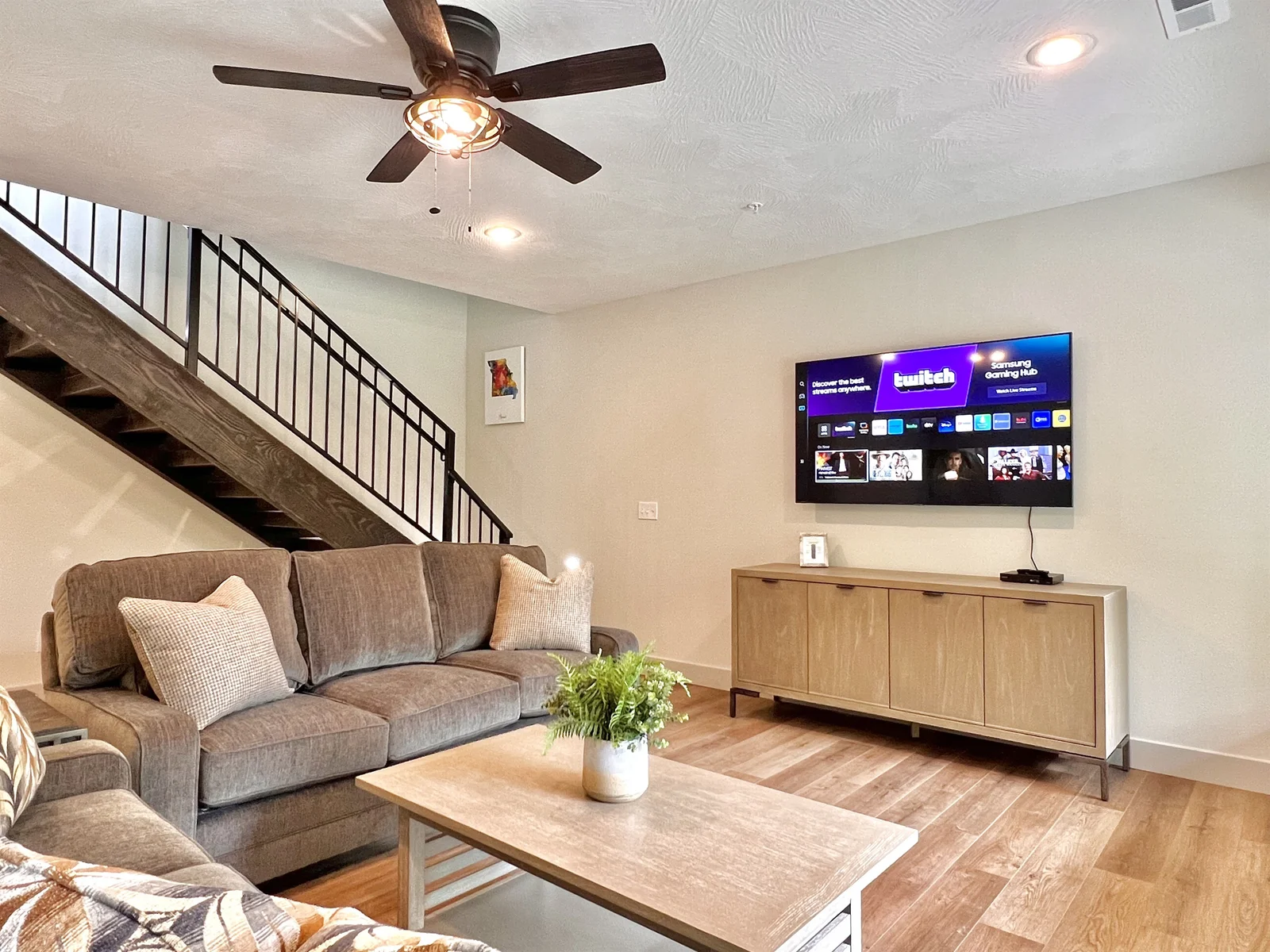 Beautiful lower level entertainment center!