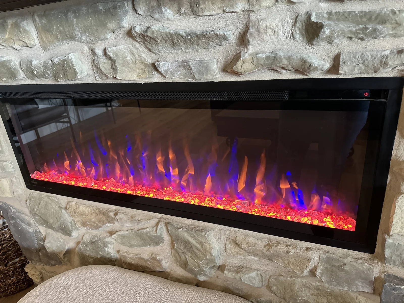 Electric fireplace in main living space