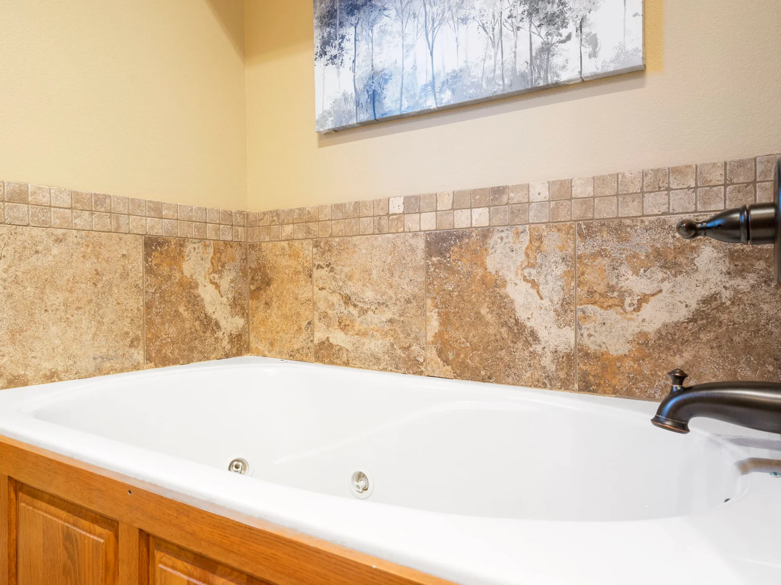 Tub in shared bathroom main level