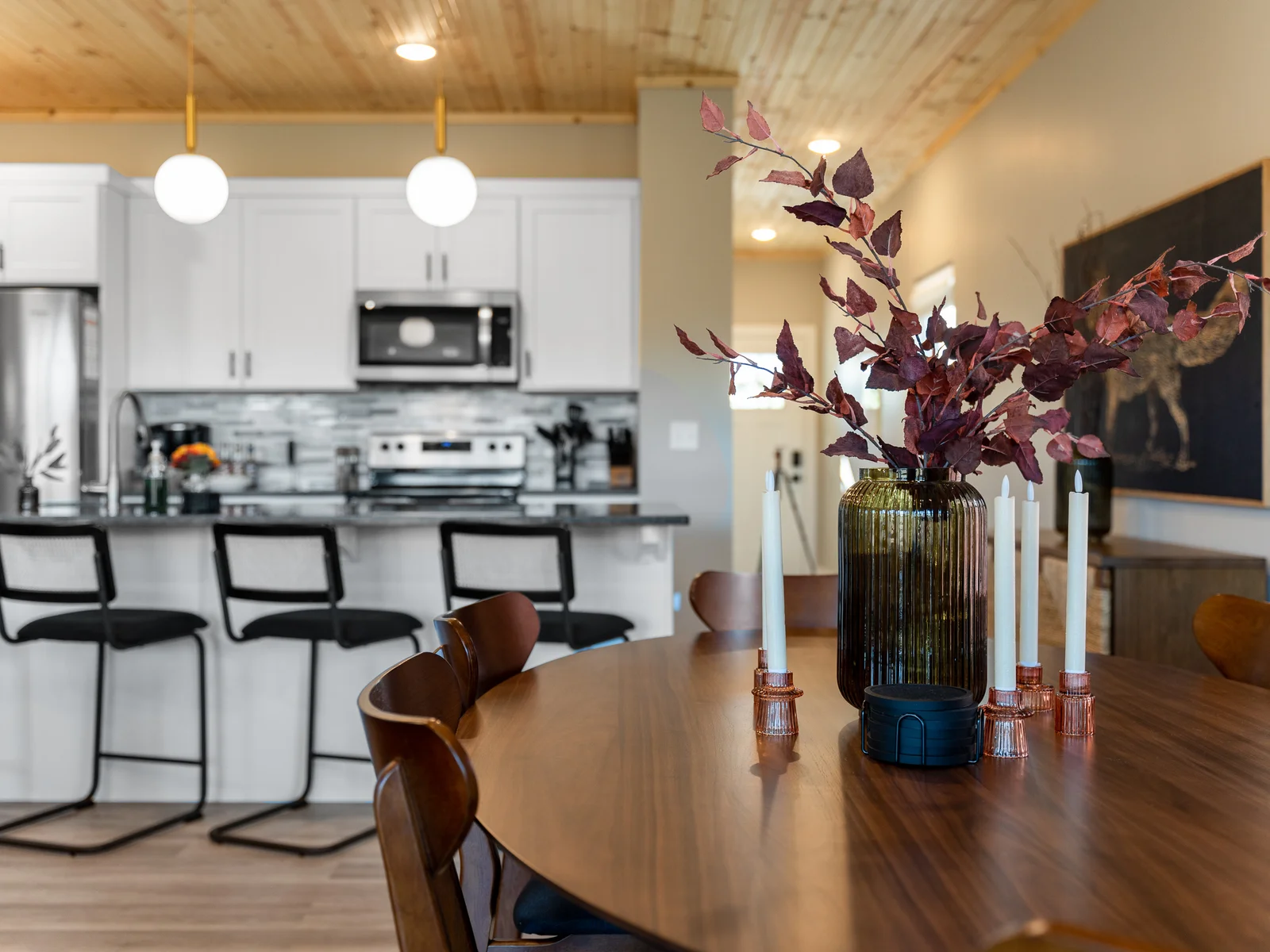 Dining Area: Elegant space for memorable meals with friends and family, accented by chic decor!