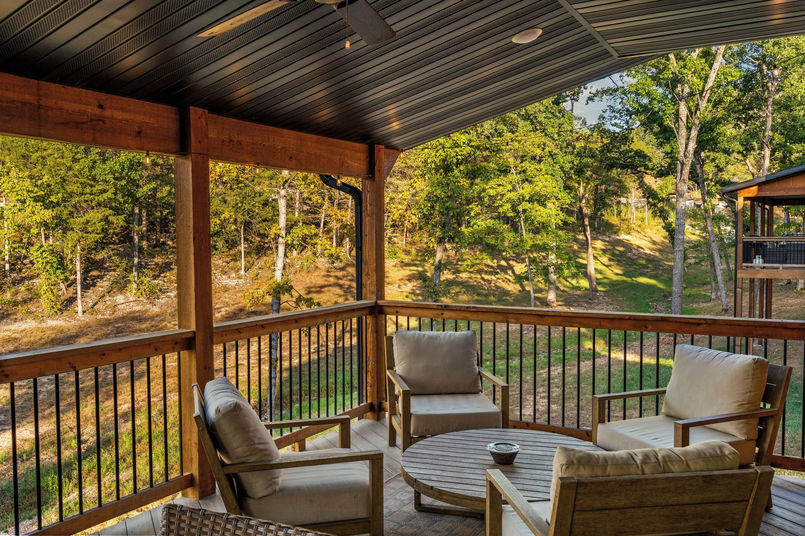 Seating area to gather for morning coffee and listen to birds!