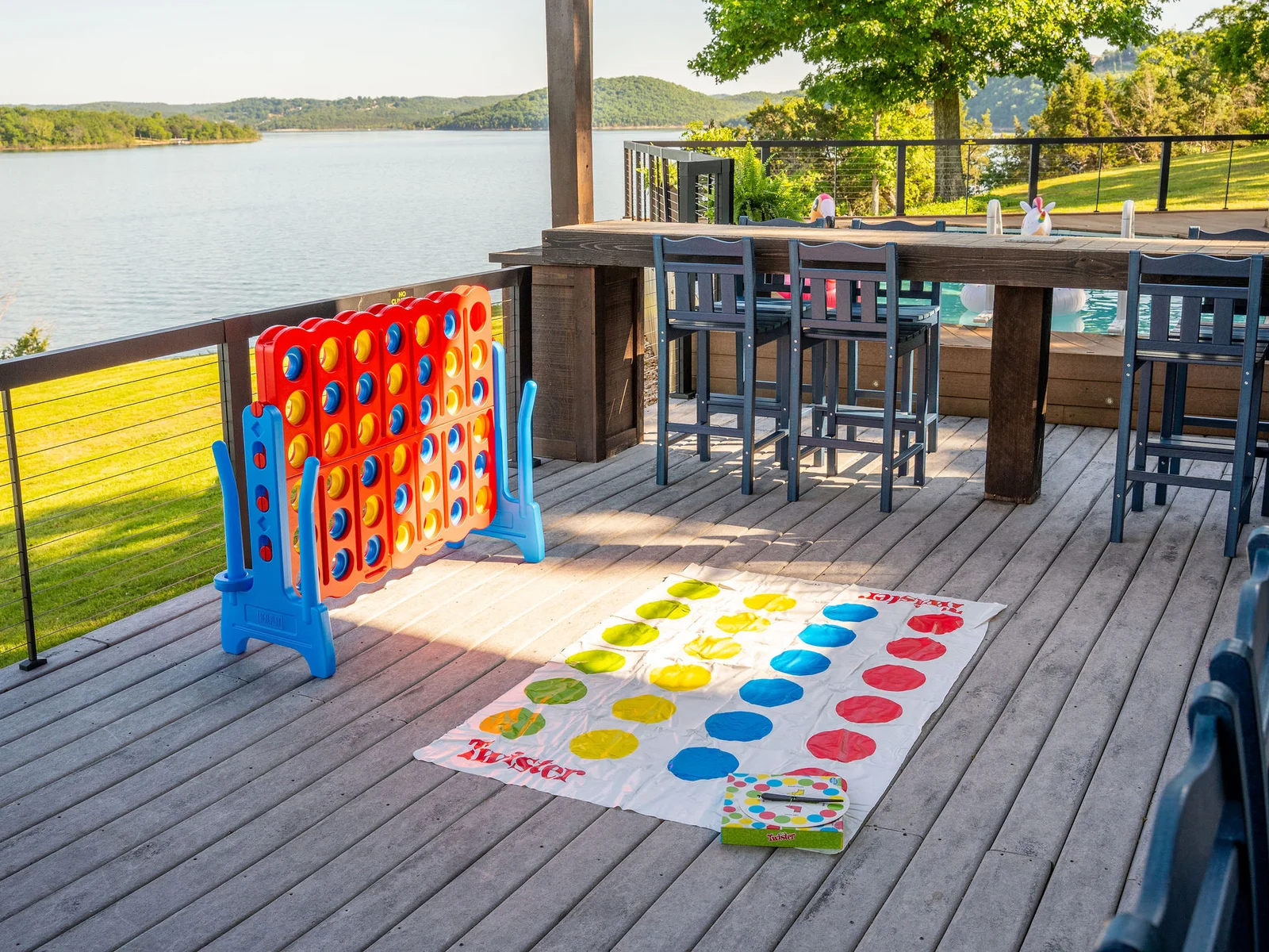 Challenge the family to giant games on the deck while enjoying fresh air and beautiful lake views.