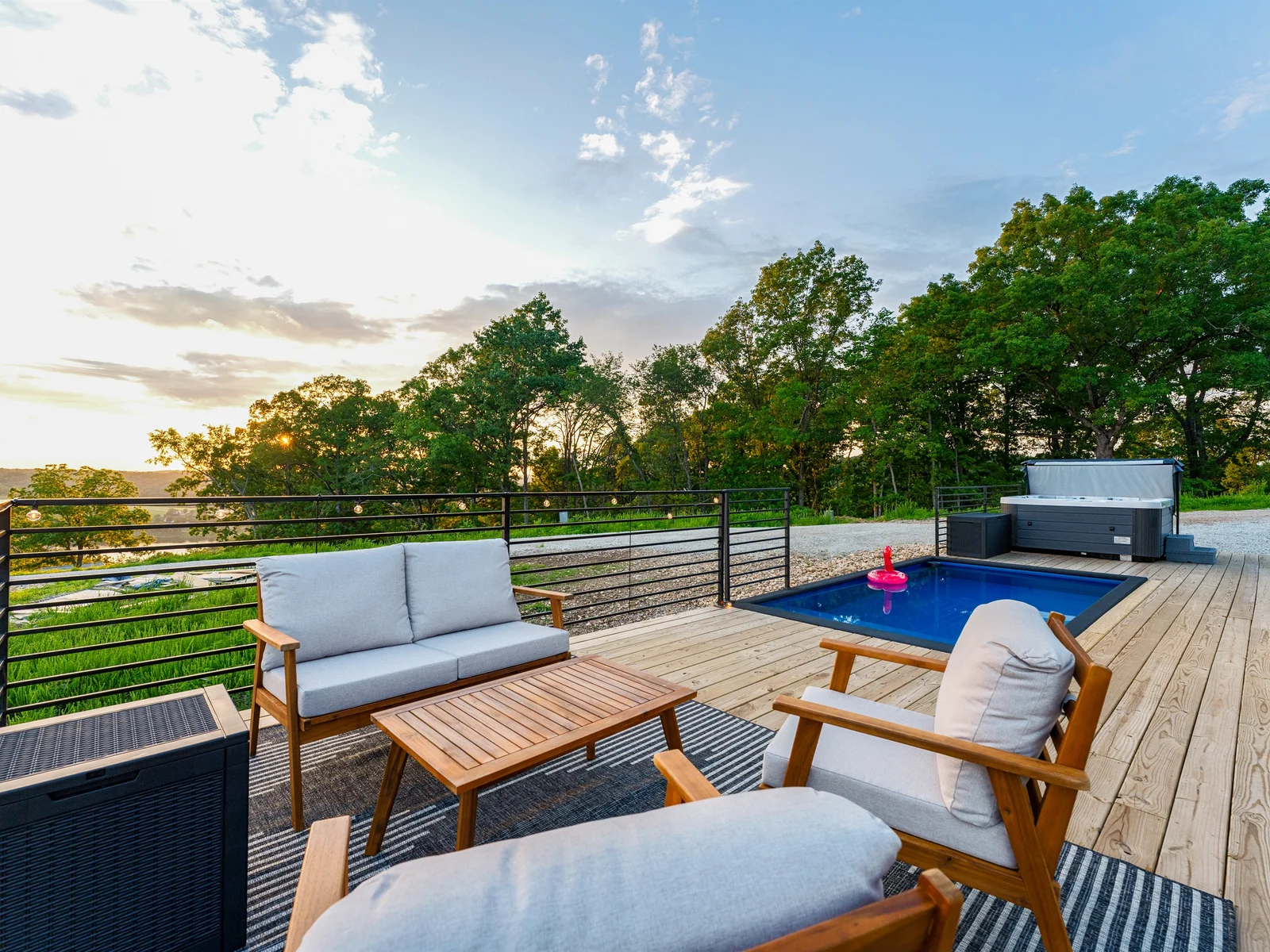 Your private wrap-around deck — hot tub, pool & unforgettable views 🌅