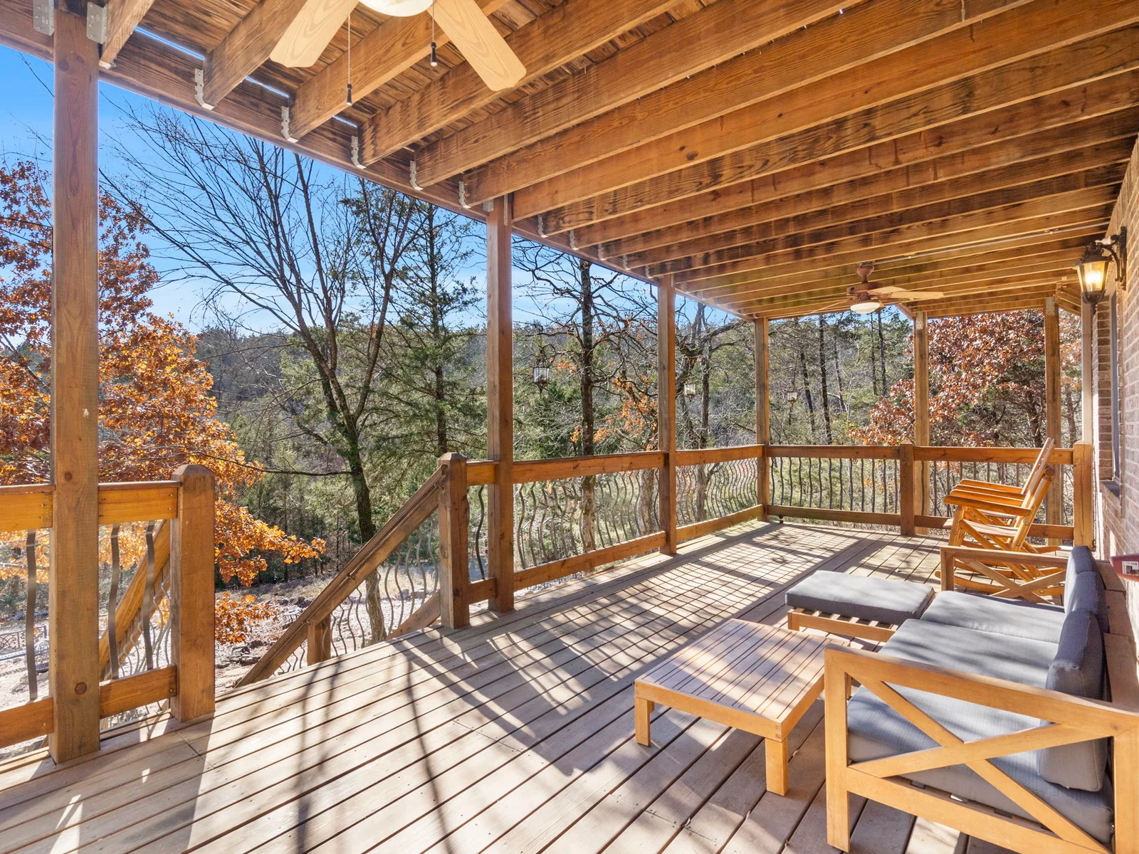 Lower level deck with stairs to the backyard