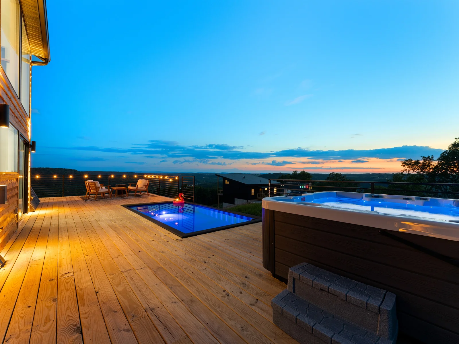 Your private wrap-around deck — hot tub, pool & unforgettable views 🌄