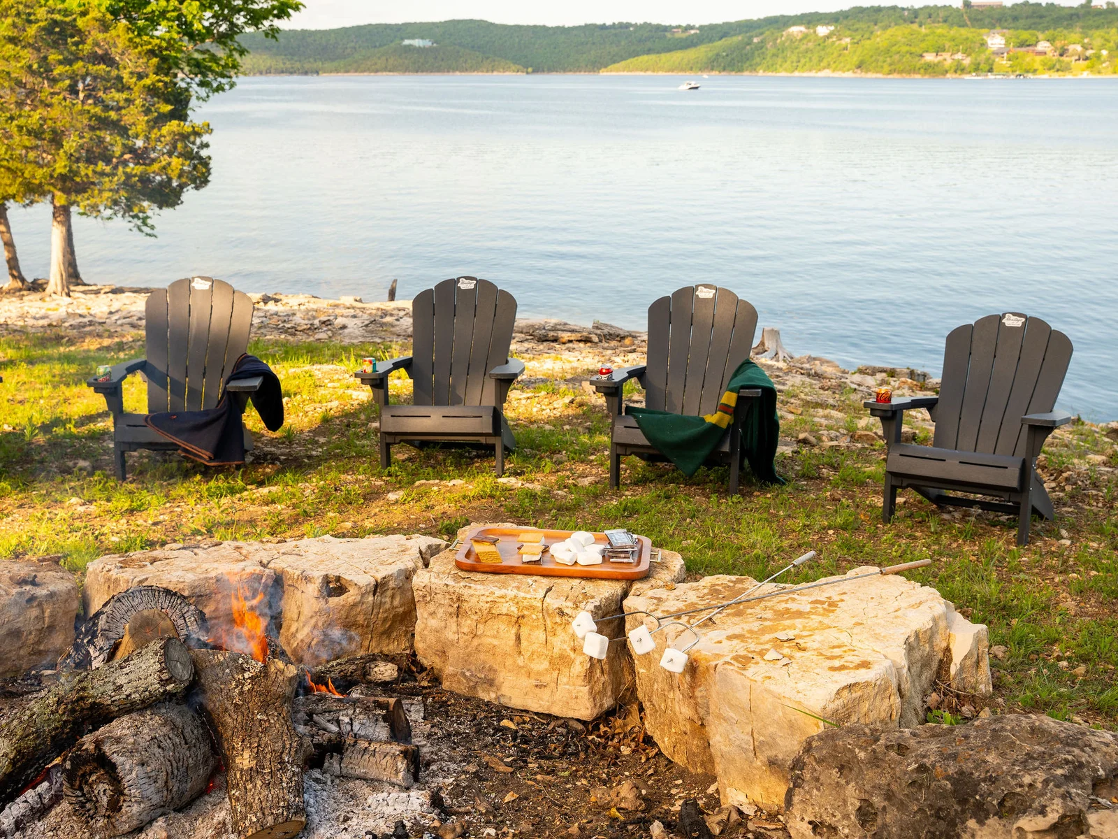 Slip into the in-ground pool or gather by the lakefront fire pit, where every evening feels like vacation mode.