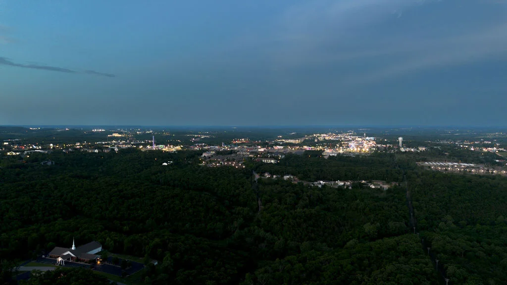 View of the Branson 76 Strip at night from the condo