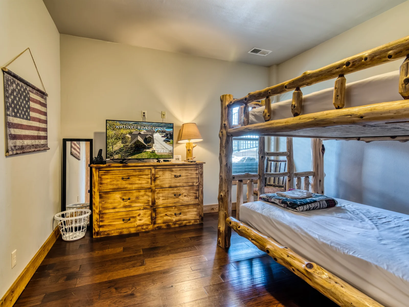 Full Size Bunk beds on the lower level