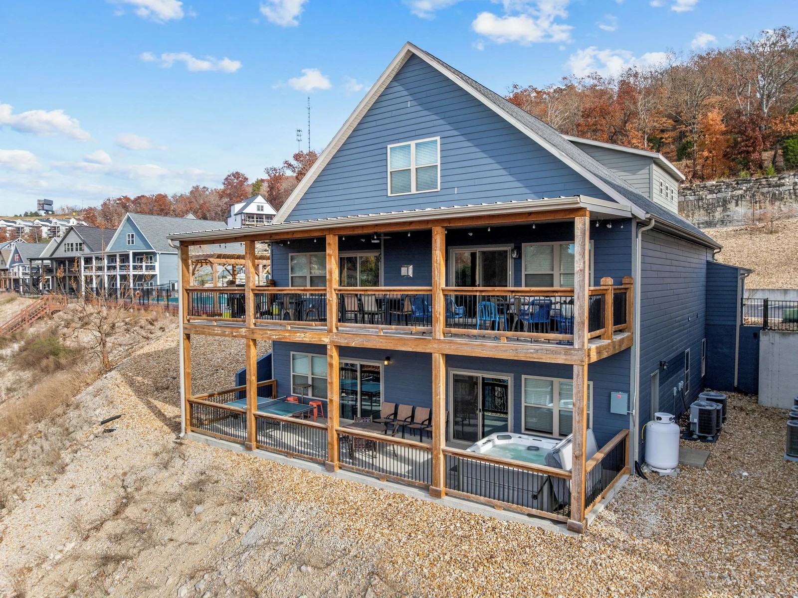 View of the HUGE outdoor entertaining spaces with views of Table Rock Lake