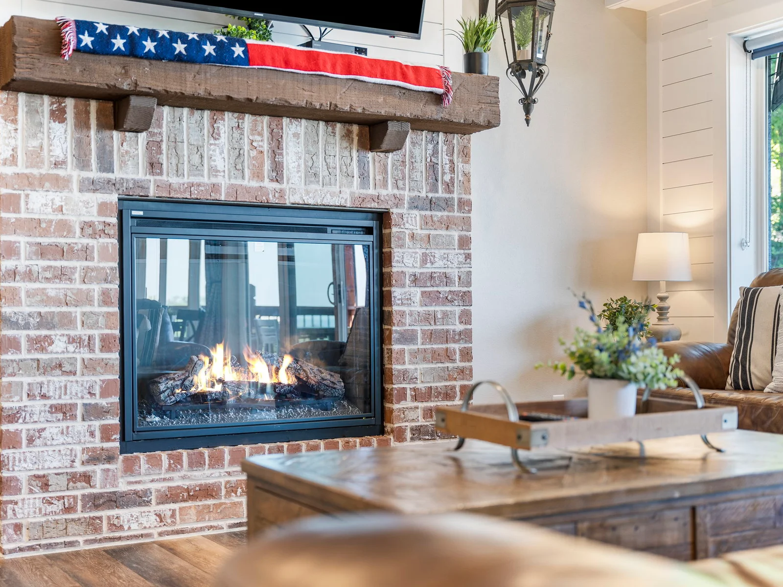Cozy up by the electric fireplace