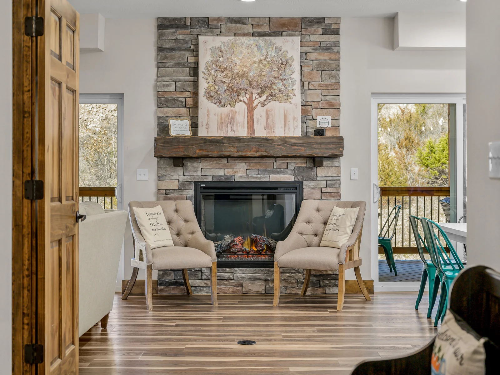 Cozy gas fireplace
