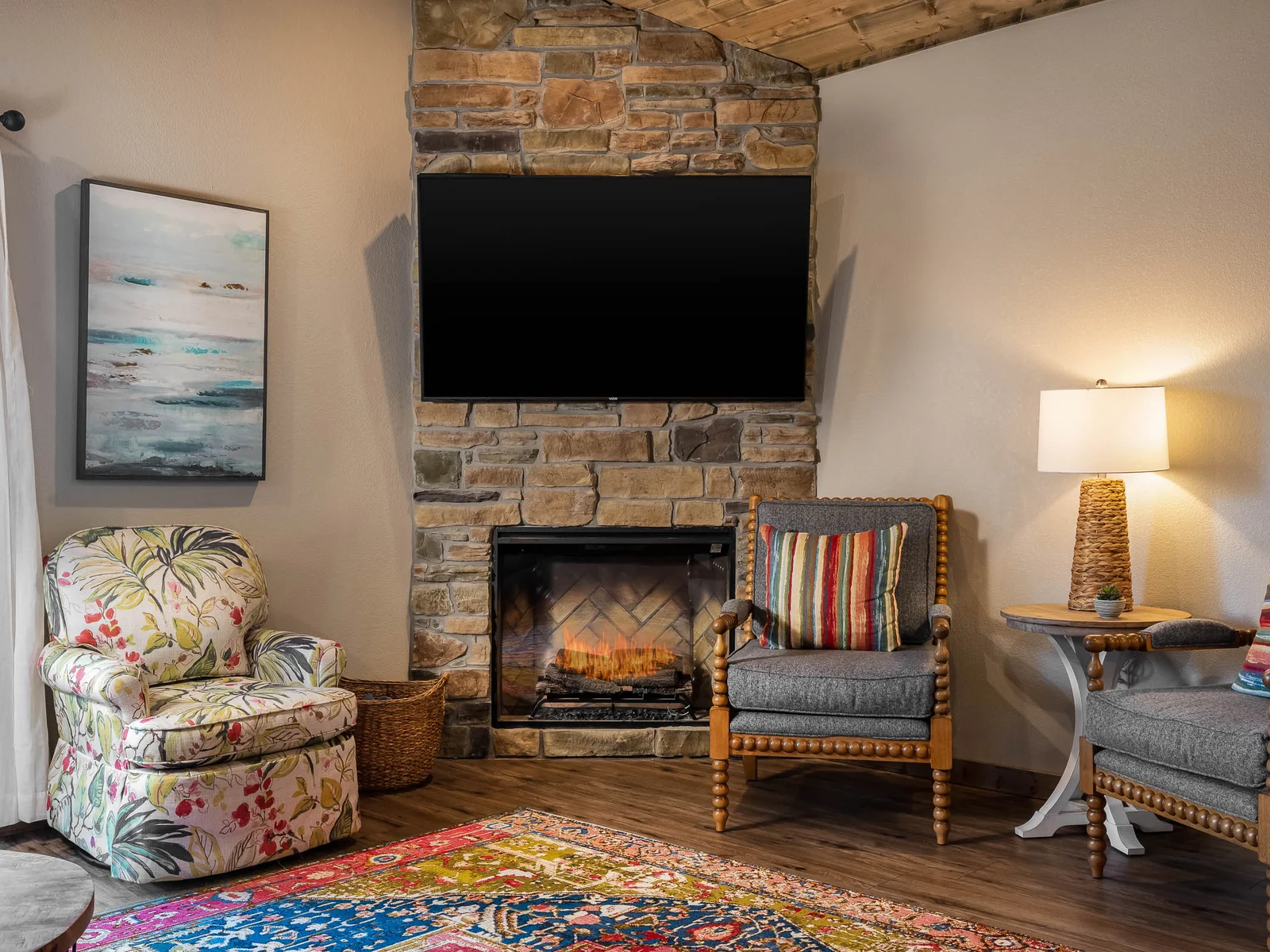 Electric fireplace for those cold Ozark nights