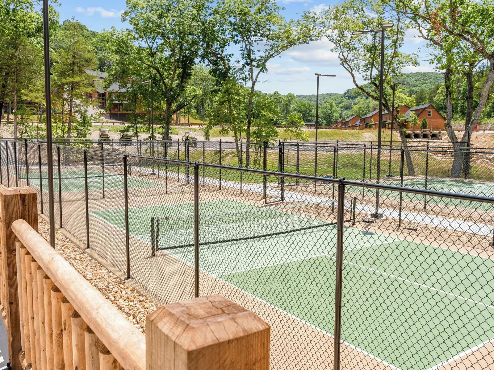 Close up of pickleball courts.