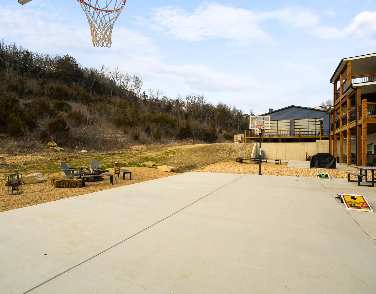 Fire pits, basketball courts, 2 propane grills, and cornhole
