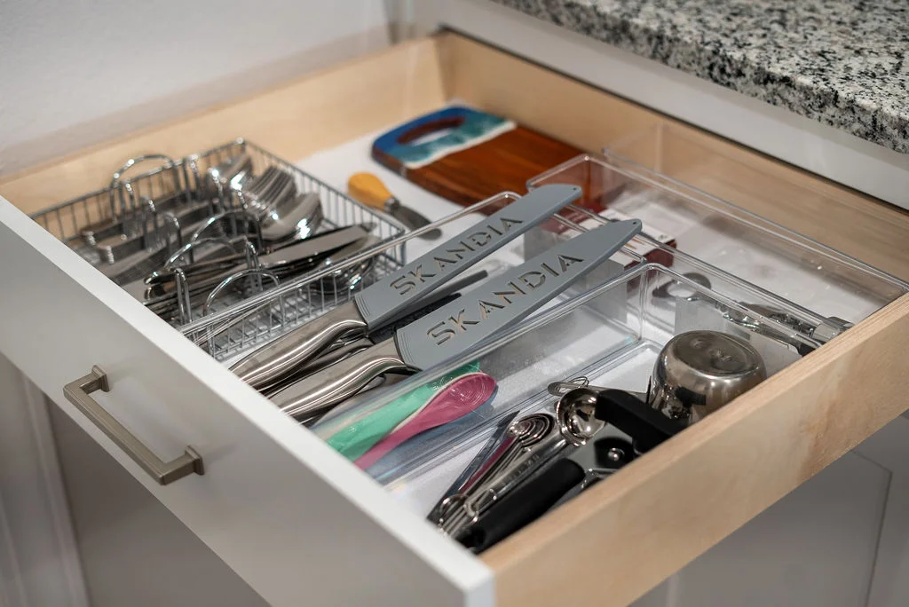 Fully stocked flatware with cooking utensils