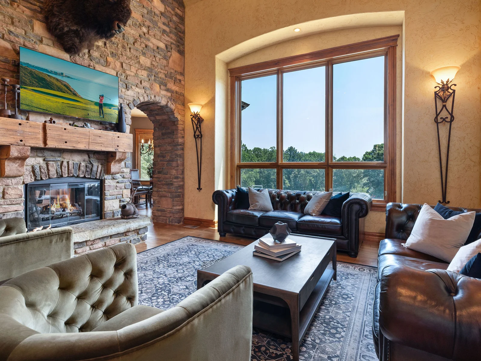 Living room with beautiful view of the back yeard